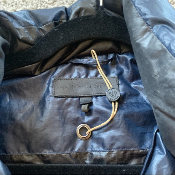 Women's Rag & Bone Navy Blue Down Puffer Jacket Size Medium - Picture 4 of 13